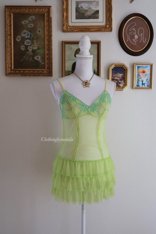 Fairy Green Ruffle Mesh Slip Dress (S)