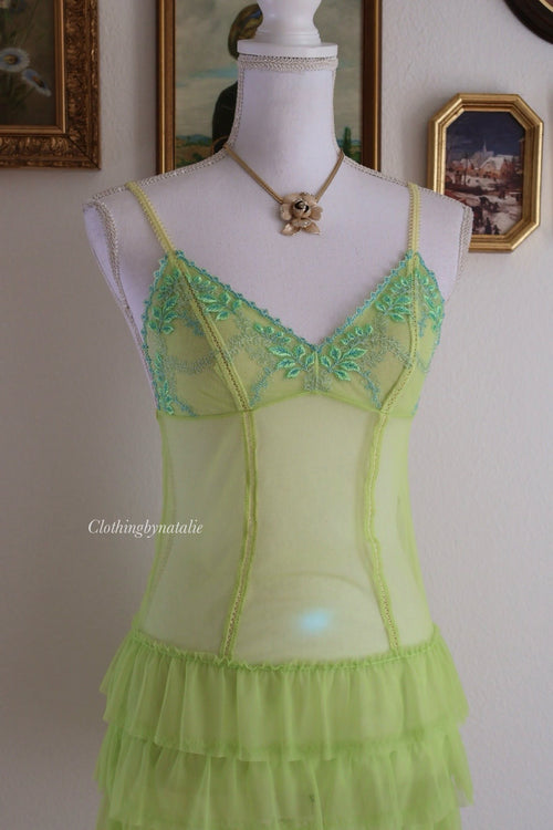 Fairy Green Ruffle Mesh Slip Dress (S)