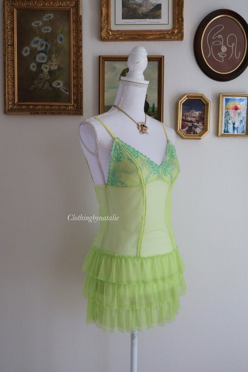 Fairy Green Ruffle Mesh Slip Dress (S)