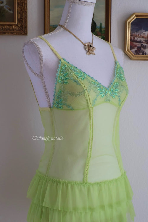 Fairy Green Ruffle Mesh Slip Dress (S)