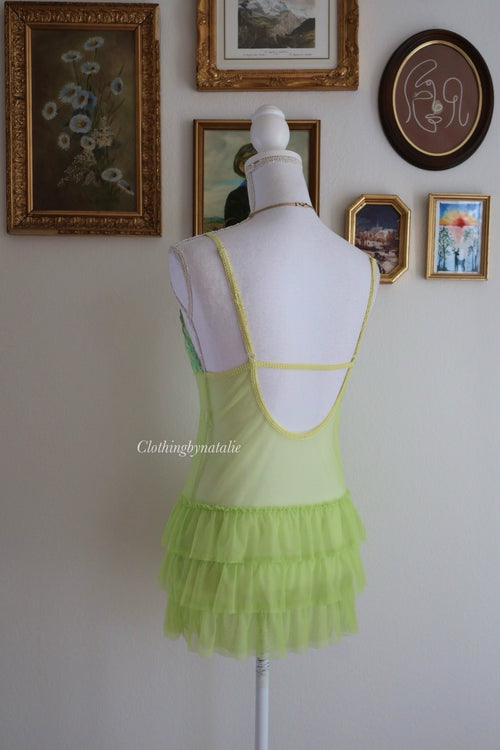 Fairy Green Ruffle Mesh Slip Dress (S)
