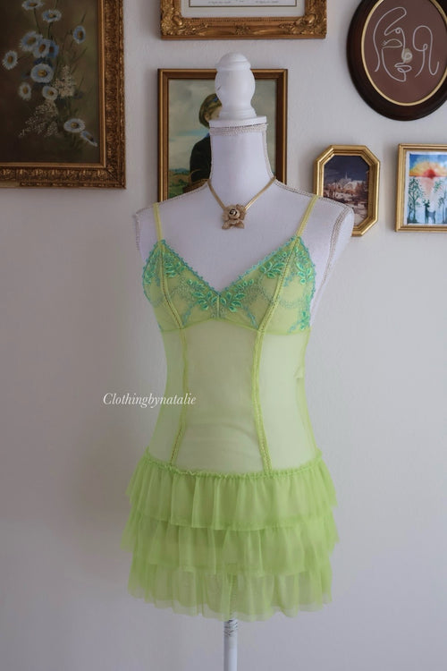 Fairy Green Ruffle Mesh Slip Dress (S)