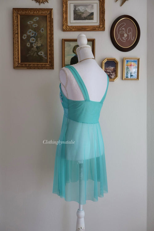 Green Mesh Floral Babydoll (S/M)