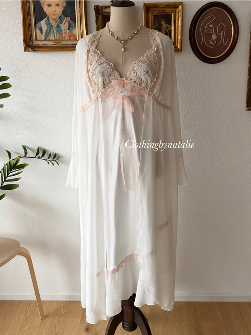 Delicates Maxi Satin Peignoir Set Size S