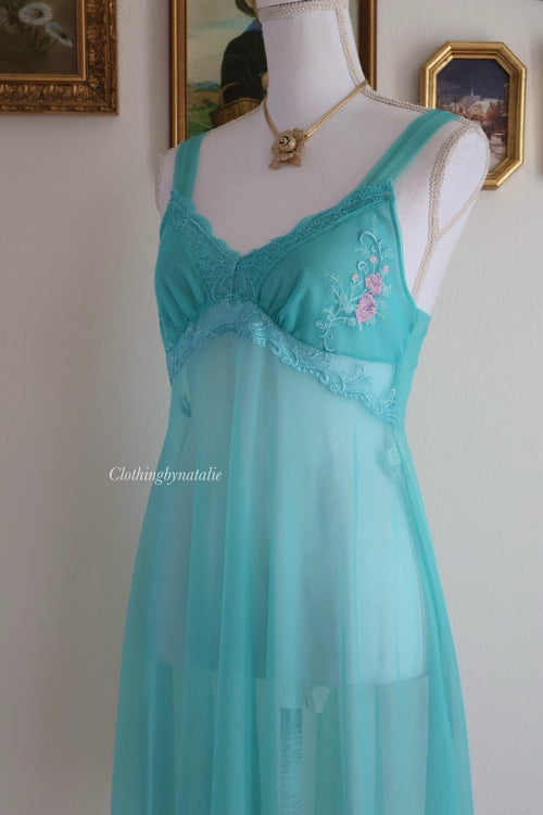 Green Mesh Floral Babydoll (S/M)