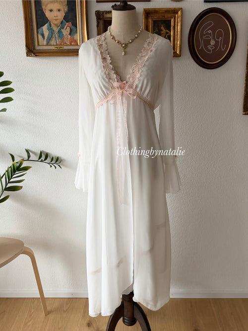 Delicates Maxi Satin Peignoir Set Size S
