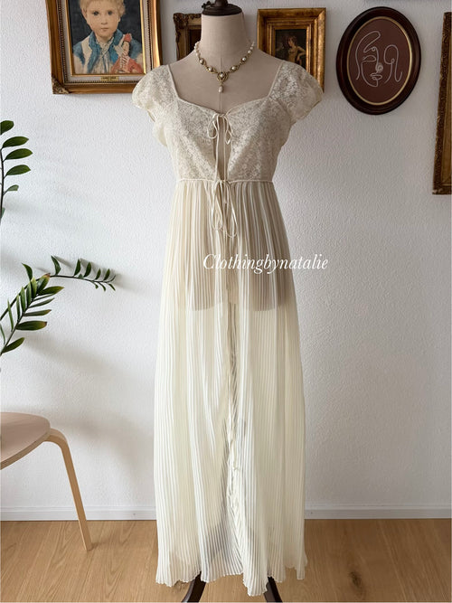 Barbizon Pleated Nylon Peignoir Set Size S