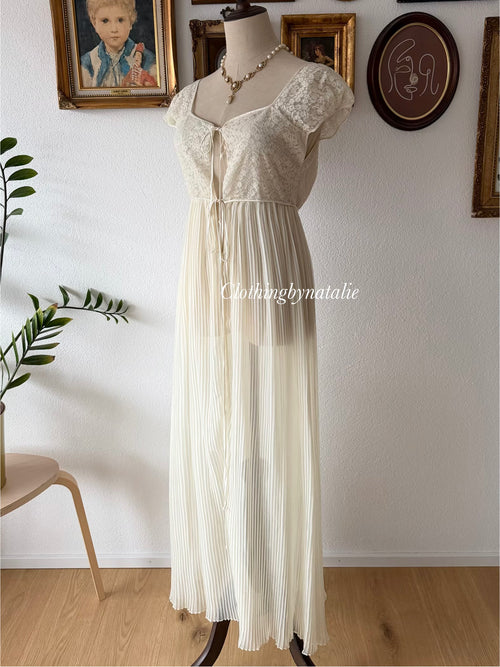 Barbizon Pleated Nylon Peignoir Set Size S