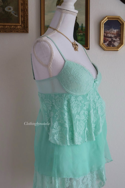 Delicates Mint Ruffe Babydoll (M/L)