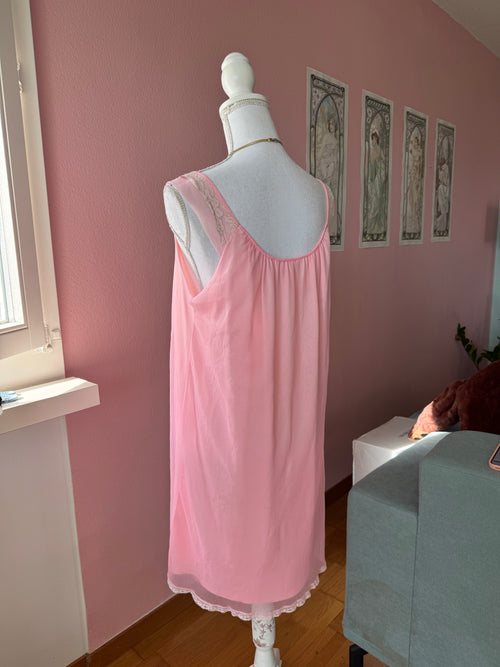 Vintage Pink Chiffon Nightgown (S/M)