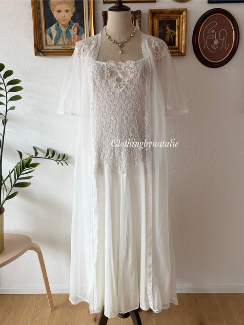 Val Mode Bridal Nylon Maxi Peignoir Size M