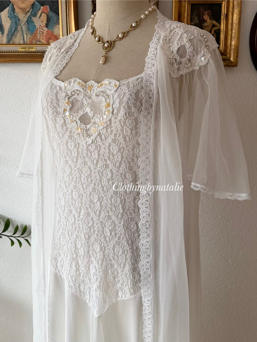 Val Mode Bridal Nylon Maxi Peignoir Size M