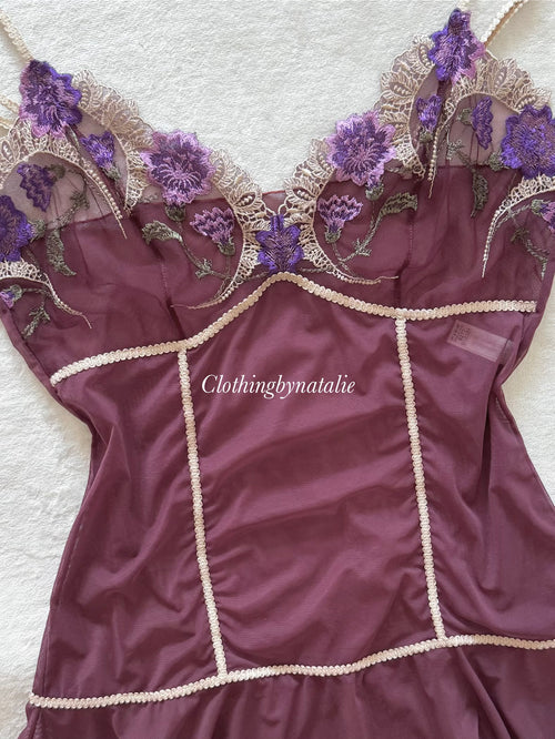 Dark Purple Mesh Slip Dress Size S