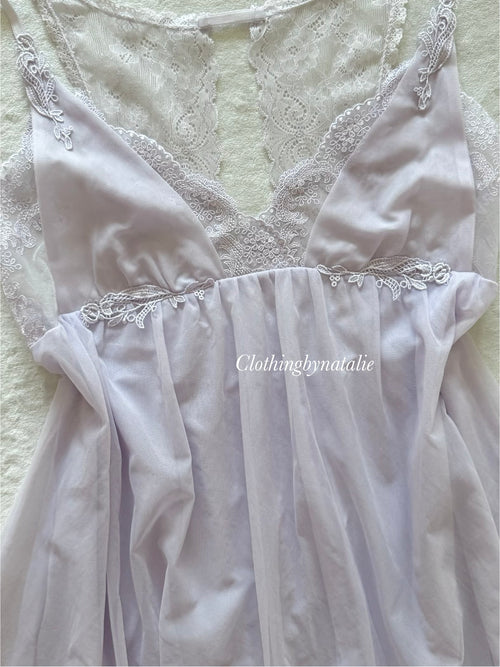 Purple Stretchy Mesh Babydoll Size M