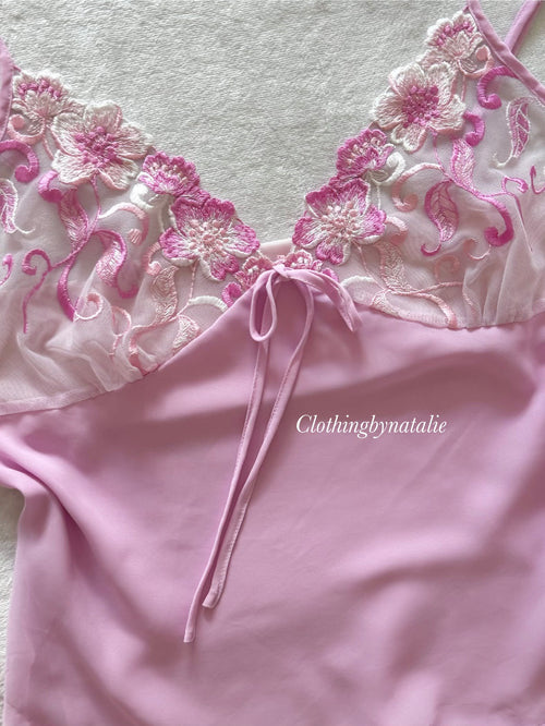 Lila Embroidery Chiffon Cami Size M