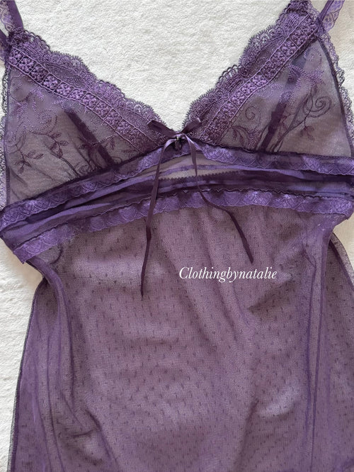 Dark Purple Lace Mini Dress Size S