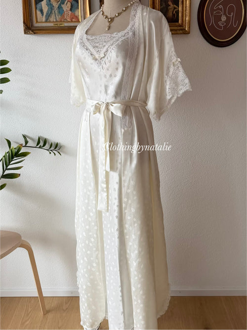 Carole Hochmann Bridal Maxi Satin Peignoir Set Size S