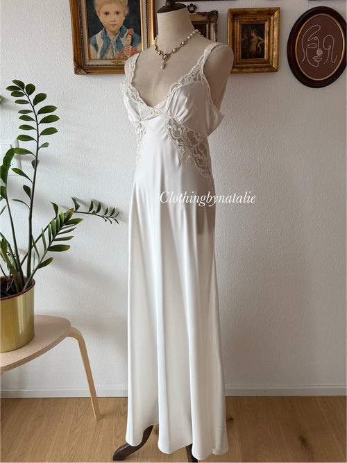 Neiman Marcus White Satin Maxi Gown size M