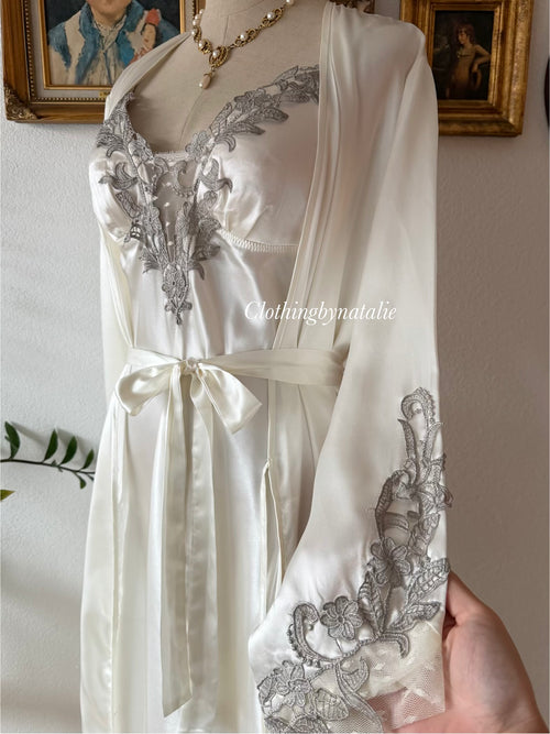 Flora Bridal Maxi Satin Peignoir Size M