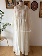 1970s Deena Cream Cotton Maxi Peignoir Set Size M