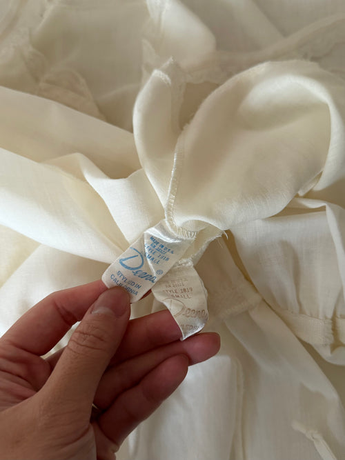 1970s Deena Cream Cotton Maxi Peignoir Set Size M