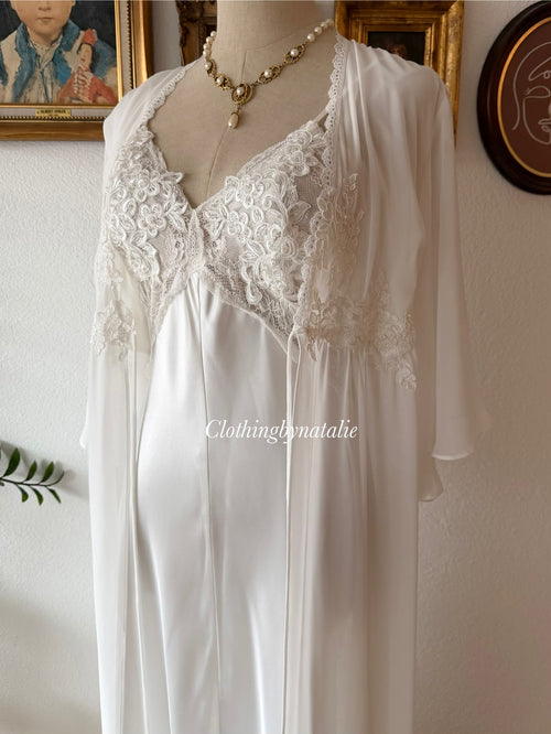 Inbloom Bridal Satin Maxi Peignoir Set Size M