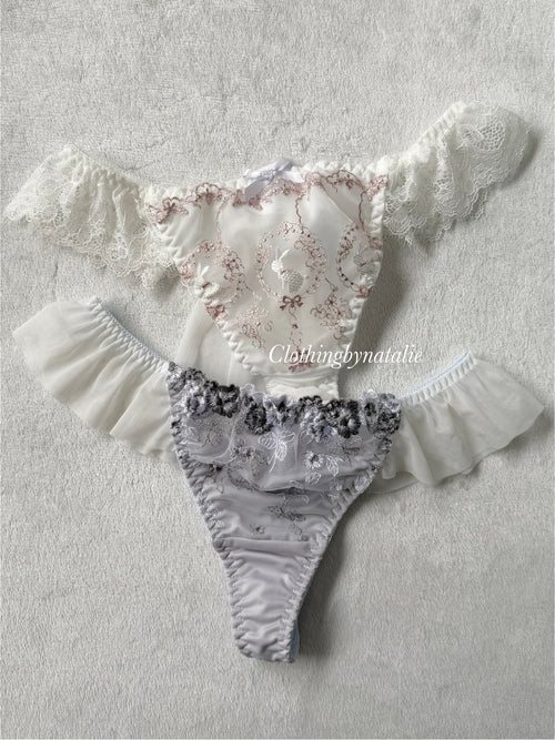 NEW White/Purple Underwear Set size M