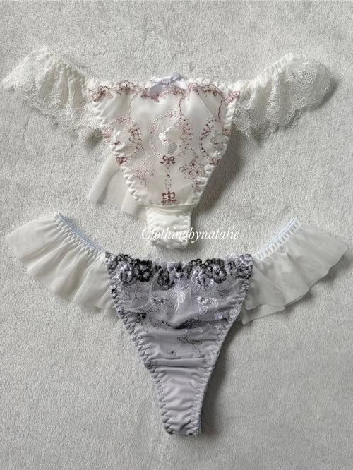 NEW White/Purple Underwear Set size M