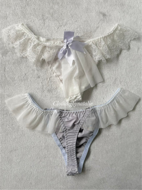 NEW White/Purple Underwear Set size M