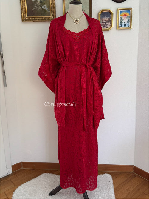 Lucie Ann Red Peignoir Set size M