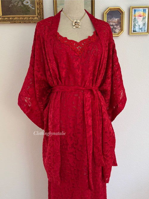 Lucie Ann Red Peignoir Set size M