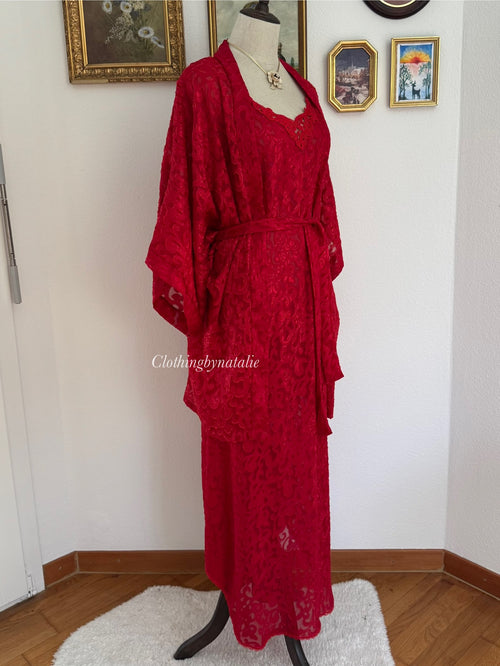 Lucie Ann Red Peignoir Set size M