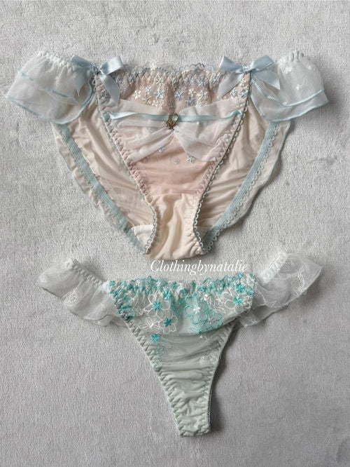 NEW Nude/Green Underwear Set size M