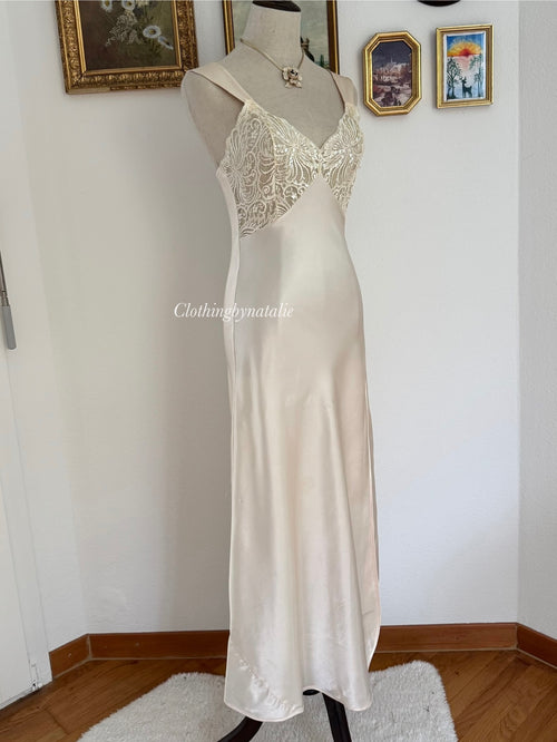 Victoria’s Secret Champagne Satin Maxi Slip size S