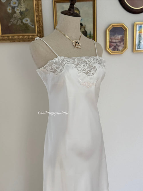 Etienne White Satin Fish Tail Maxi Dress size S