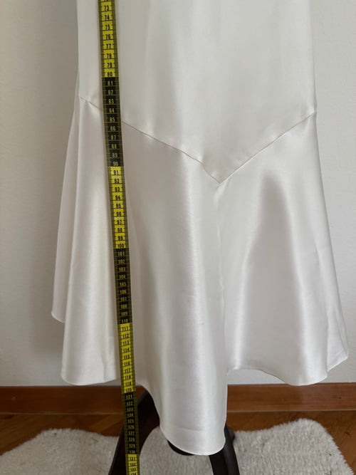 Etienne White Satin Fish Tail Maxi Dress size S