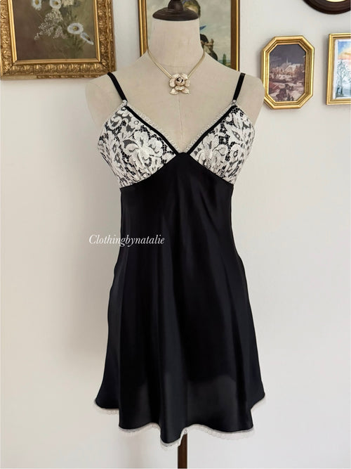 Neimann Marcus Black Satin Mini Dress size S