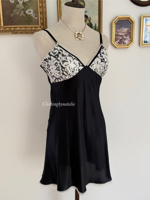 Neimann Marcus Black Satin Mini Dress size S