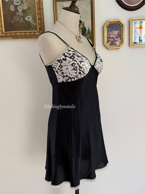 Neimann Marcus Black Satin Mini Dress size S