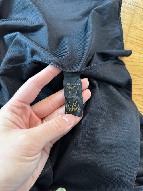 Val-Mode Black Nylon Maxi Nightgown size S/small M