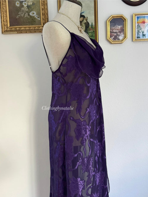 Victoria’s Secret Purple Brocade Maxi Slip size M