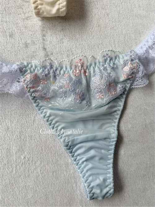 NEW Cream/Blue Underwear Set size S