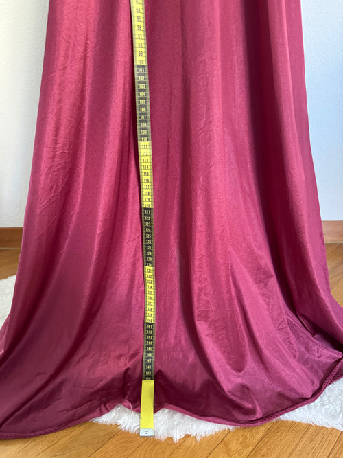 Olga Burgundy Nylon Maxi Nightgown size S/M