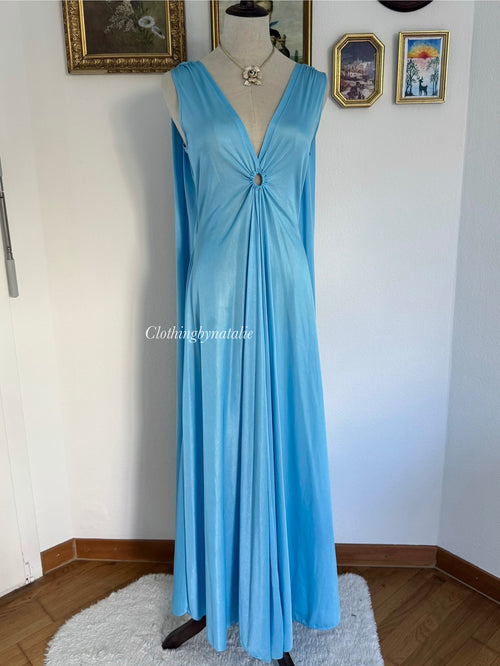 Deena Blue Goddess Nylon Maxi Gown size S/M