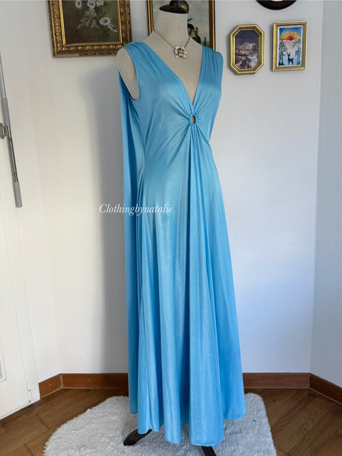 Deena Blue Goddess Nylon Maxi Gown size S/M