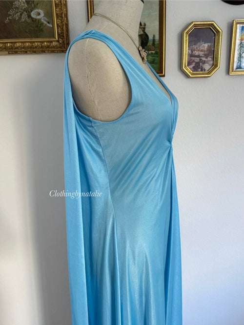 Deena Blue Goddess Nylon Maxi Gown size S/M