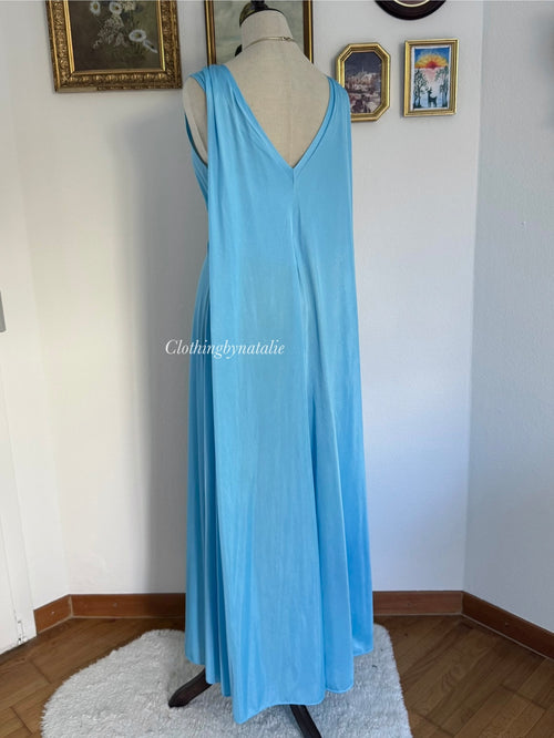 Deena Blue Goddess Nylon Maxi Gown size S/M