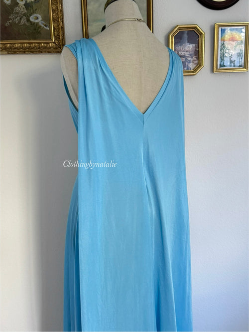Deena Blue Goddess Nylon Maxi Gown size S/M