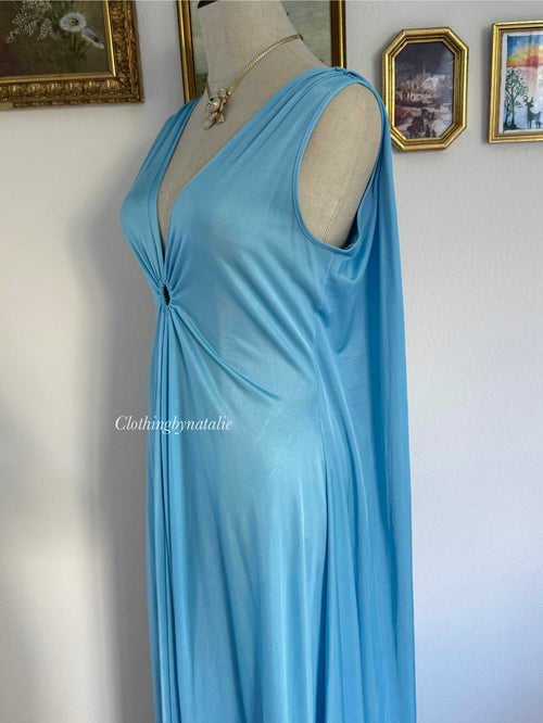 Deena Blue Goddess Nylon Maxi Gown size S/M