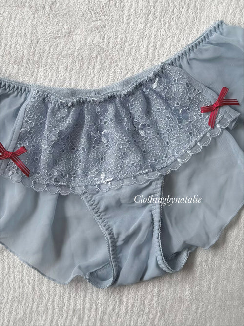 NEW Blue Chiffon Lace Underwear size S